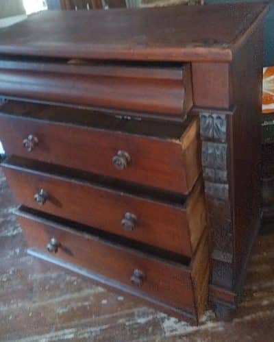 Antique Victorian Mahogany Scotch Chest Of Drawers With Carved Columns - Image 3