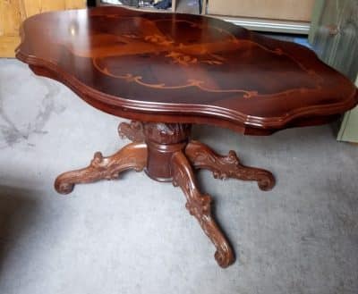 Italian Mahogany Coffee Table Rococo Style With Inlaid Detail And Carved Legs mahogany Coffee table Vintage 6