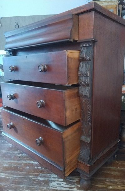 Antique Victorian Mahogany Scotch Chest Of Drawers With Carved Columns Mahogany chest of drawers Antique Chest Of Drawers 6