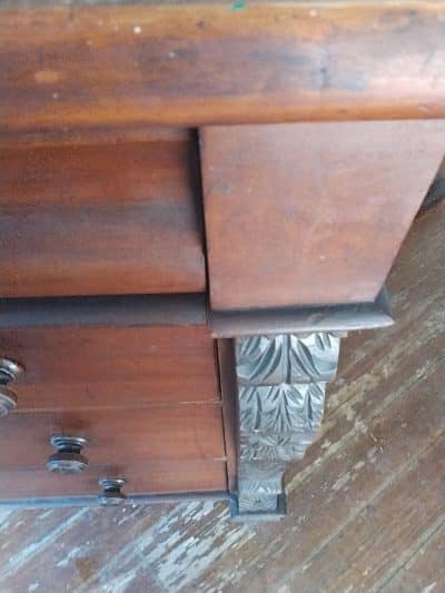Antique Victorian Mahogany Scotch Chest Of Drawers With Carved Columns - Image 9