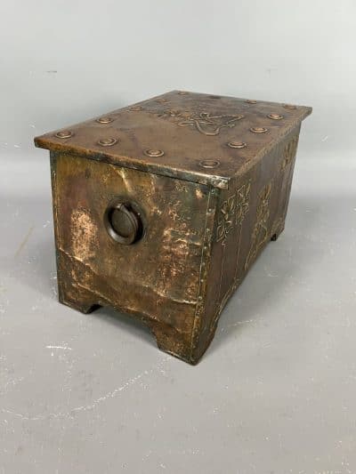 Arts & Crafts Copper Log Box Coal Bin Antique Boxes 8
