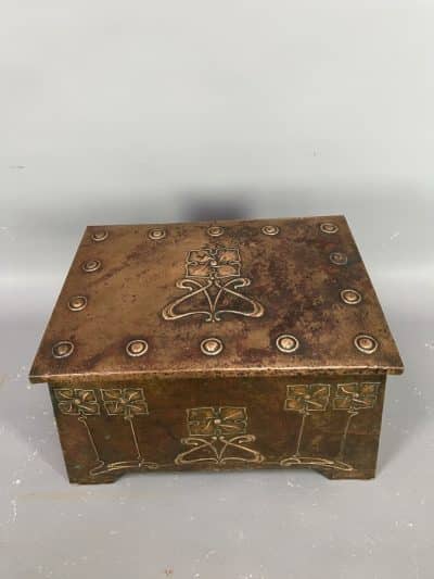 Arts & Crafts Copper Log Box Coal Bin Antique Boxes 5