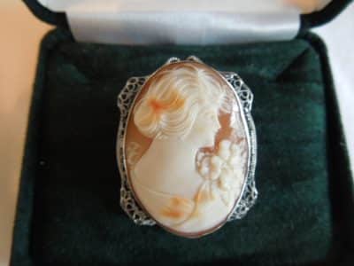 Silver Filligree Cameo Brooch/Pin Antique Jewellery 4