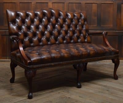 Brown Leather Chesterfield Settee SAI3086 - Image 10