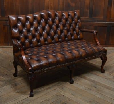 Brown Leather Chesterfield Settee SAI3086 Antique Chairs 11