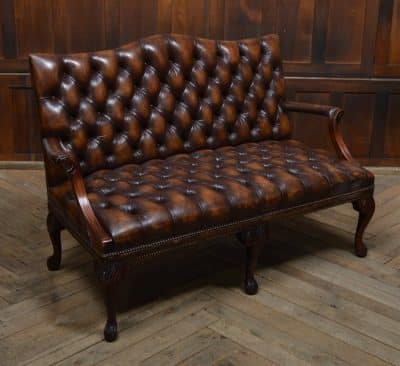 Brown Leather Chesterfield Settee SAI3086 - Image 9
