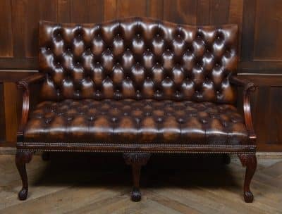 Brown Leather Chesterfield Settee SAI3086