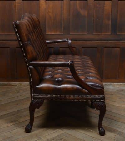 Brown Leather Chesterfield Settee SAI3086 - Image 7