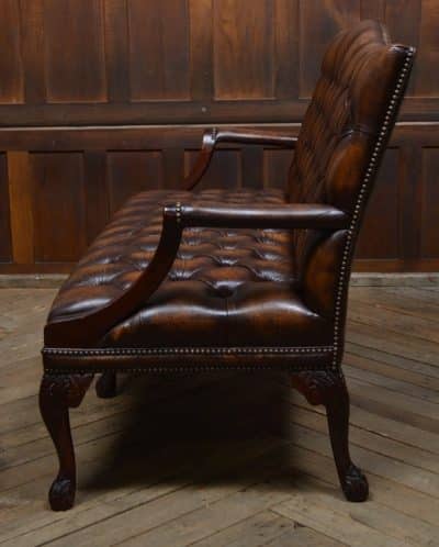 Brown Leather Chesterfield Settee SAI3086 - Image 5