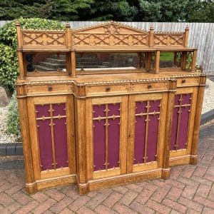 Gothic Revival Oak Sideboard Credenza church Antique Cabinets