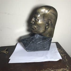 Mussolini Art Deco bronze and marble Military & War Antiques