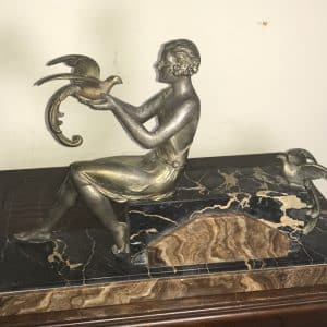 J DAUVERGNE BIRDS OF PARADISE ART DECO Antique Sculptures
