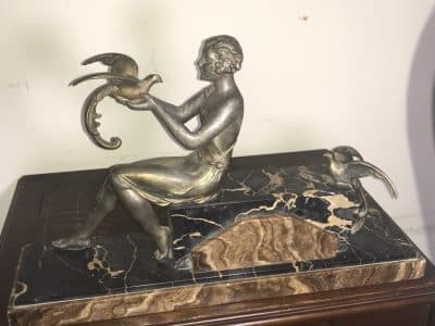 J DAUVERGNE BIRDS OF PARADISE ART DECO Antique Sculptures 4