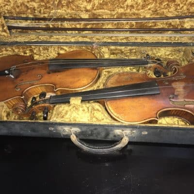 French Violins 4/4 cased with 4 bows. Antique Musical Instruments 5