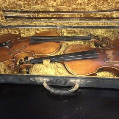 French Violins 4/4 cased with 4 bows. - Image 3