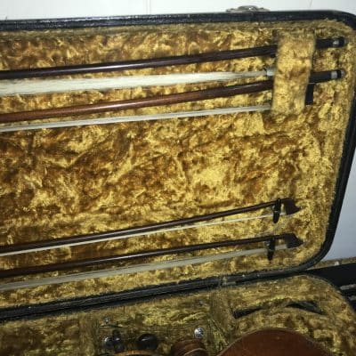 French Violins 4/4 cased with 4 bows. - Image 7