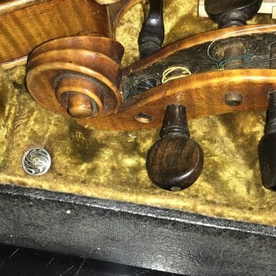 French Violins 4/4 cased with 4 bows. Antique Musical Instruments 13