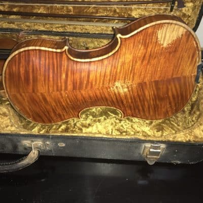 French Violins 4/4 cased with 4 bows. - Image 14
