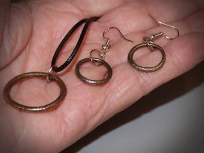 Ancient Celtic money rings now made into a pendant and earrings (5060) ancient Antique Earrings 4