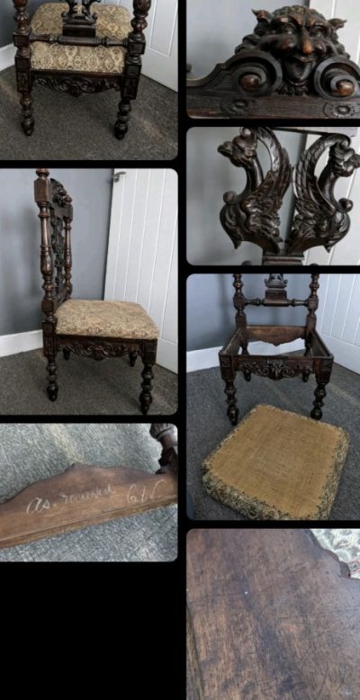 English Walnut chair with stunning carving Antique Chairs 4