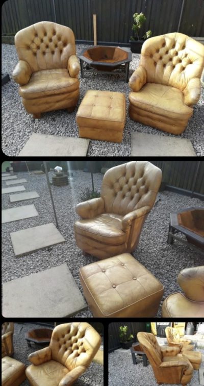 Club chairs Burns chairs by Jim Mitchell artistic upholstery long Eaton very rare