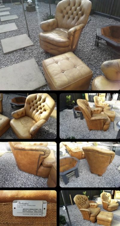 Club chairs Burns chairs by Jim Mitchell artistic upholstery long Eaton very rare Antique Chairs Antique Chairs 4