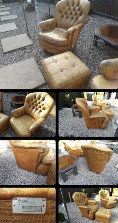 Club chairs Burns chairs by Jim Mitchell artistic upholstery long Eaton very rare - Image 2