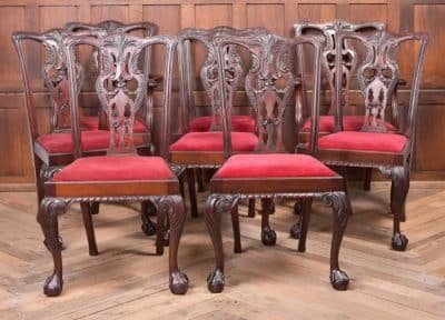 Set Of 8 Mahogany Chippendale Style Dining Chairs SAI1958
