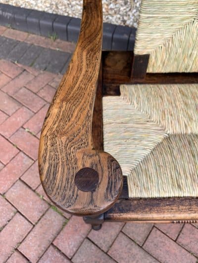 Rare Pair of William Birch Oak Settles c1895 Hall Seat Antique Benches 4