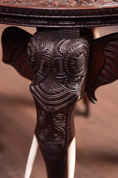 Carved Anglo Indian Elephant Side Table SAI1822 - Image 10