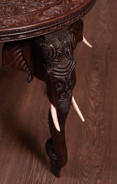 Carved Anglo Indian Elephant Side Table SAI1822 - Image 8