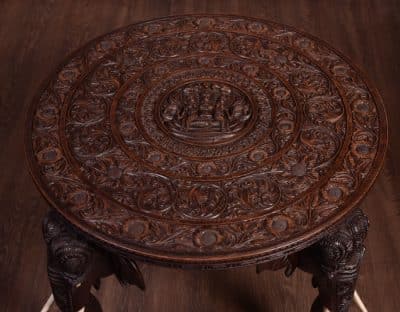 Carved Anglo Indian Elephant Side Table SAI1822 - Image 7
