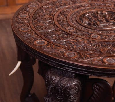 Carved Anglo Indian Elephant Side Table SAI1822 Antique Furniture 4