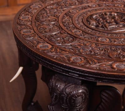 Carved Anglo Indian Elephant Side Table SAI1822 - Image 2