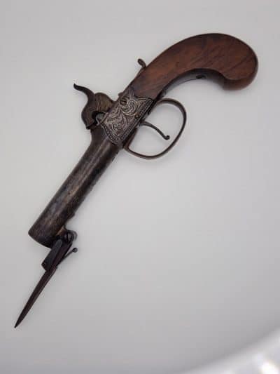 Mabson. Labron. & Mabson 52-bore percussion pistol with sprung bayonet - Image 2