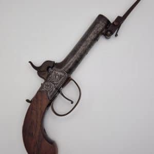 Mabson. Labron. & Mabson 52-bore percussion pistol with sprung bayonet Antique Antique Guns