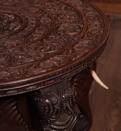 Carved Anglo Indian Elephant Side Table SAI1822 - Image 3