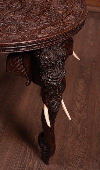 Carved Anglo Indian Elephant Side Table SAI1822 - Image 4