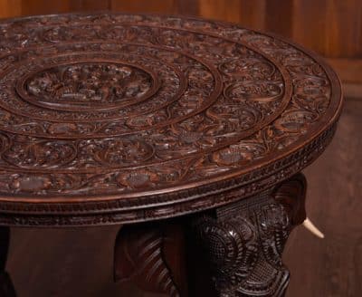 Carved Anglo Indian Elephant Side Table SAI1822 - Image 5