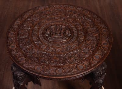 Carved Anglo Indian Elephant Side Table SAI1822 - Image 15