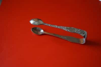 Vintage Ornate Scroll Design Silver Sugar Nips - Image 3