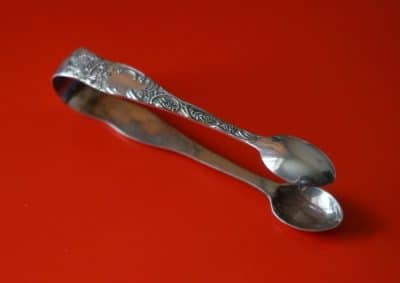 Vintage Ornate Scroll Design Silver Sugar Nips - Image 2