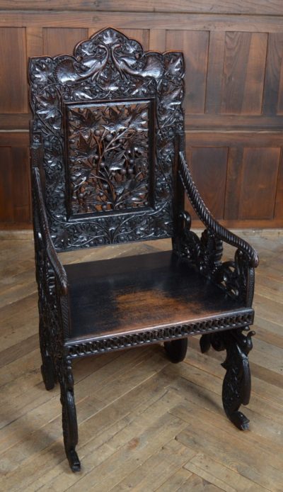 Oriental Hardwood Arm Chair SAI3117 - Image 20