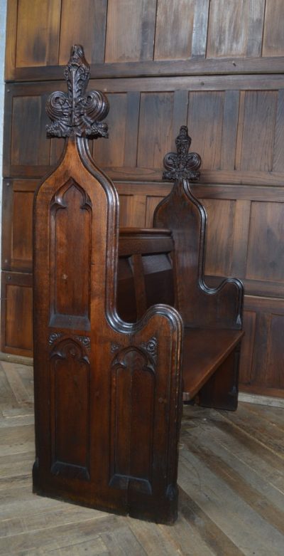 Victorian Gothic Style Oak Pew SAI3109 - Image 11