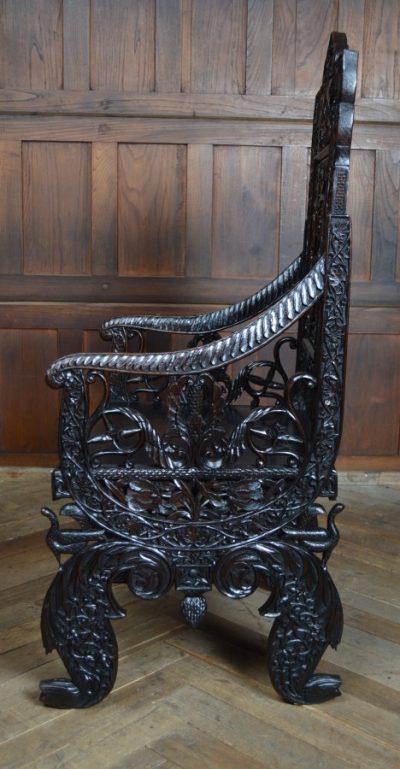 Oriental Hardwood Arm Chair SAI3117 - Image 11