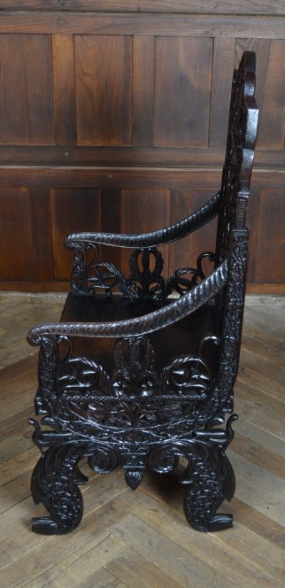 Oriental Hardwood Arm Chair SAI3117 - Image 10