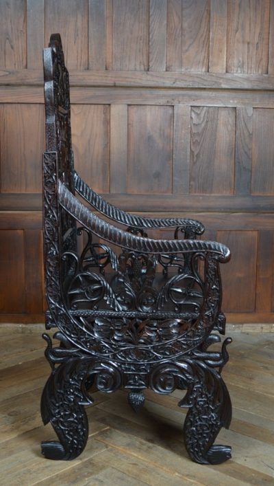 Oriental Hardwood Arm Chair SAI3117 - Image 5