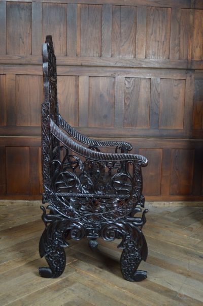Oriental Hardwood Arm Chair SAI3117 - Image 4