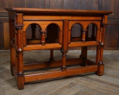 Victorian Pitch Pine Gothic Style Table SAI3112 - Image 7