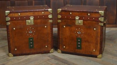 Pair Of Leather Storage Trunks / Boxes SAI3098 Antique Boxes 7